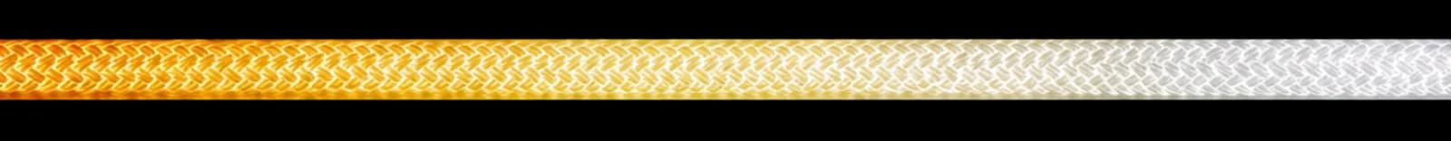 Illuminated braided cord photographed across the five available color temperatures, from 2400K warm amber to 4200K cool white